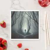 Crossroads in the Fog - Gloomy Forest Art Print Servet (Insitu)