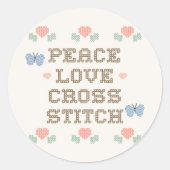 CrossStitchPLHeartFlowers Ronde Sticker (Voorkant)
