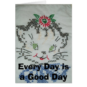 Crosstitch Kitten-kaart