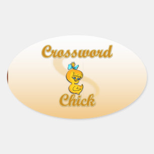Crossword Chick Ovale Sticker