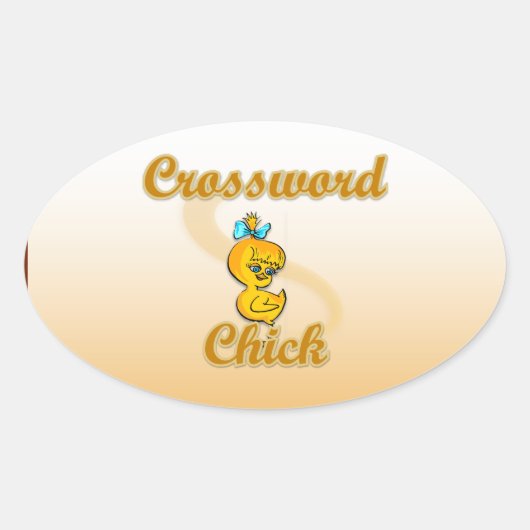 Crossword Chick Ovale Sticker (Voorkant)