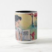 Crossword Girl en Bird Coffee Mok (Midden)