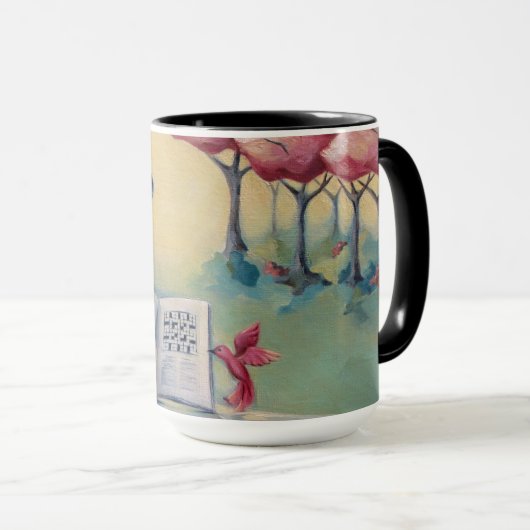 Crossword Girl en Bird Coffee Mok (Voorkant rechts)