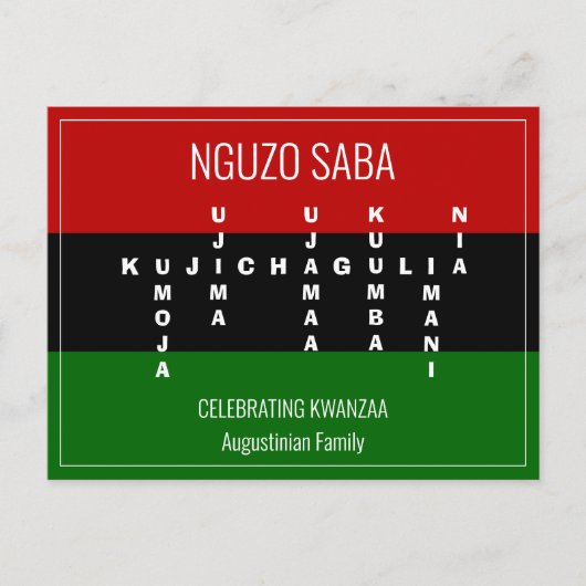 Crossword NGUZO SABA Kwanzaa Feestdagenkaart (Voorkant)