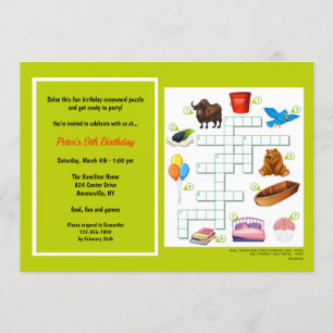 Crossword Puzzle Birthday Invitation Kaart