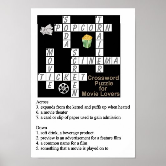 Crossword Puzzle for Movie Lovers Poster (Voorkant)