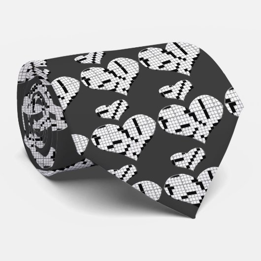 Crossword Puzzle Heart Stropdas (Opgerold)