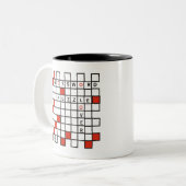 Crossword Puzzle Lover red Two-Tone Coffee Mok (Voorkant links)