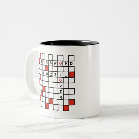 Crossword Puzzle Lover red Two-Tone Coffee Mok (Voorkant links)