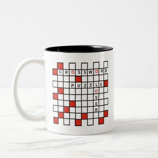 Crossword Puzzle Lover red Two-Tone Coffee Mok (Links)