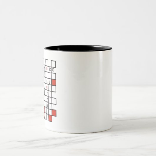 Crossword Puzzle Lover red Two-Tone Coffee Mok (Center)