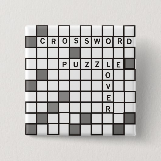 Crossword Puzzle Lover Vierkante Button 5,1 Cm (Voorkant)