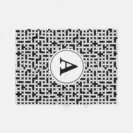 Crossword Puzzle Monogram Fleece Deken (Voorkant (Horizontaal))