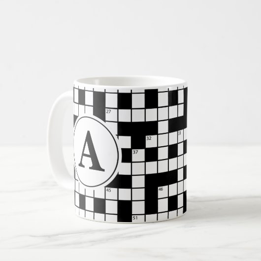 Crossword Puzzle Monogram Koffiemok (Voorkant links)