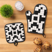Crossword Puzzle Pattern Ovenwant & Pannenlap Set (Top down)