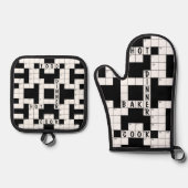 Crossword Puzzle Pattern Ovenwant & Pannenlap Set (Voorkant)