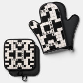 Crossword Puzzle Pattern Ovenwant & Pannenlap Set (Voorkant / Achterkant)