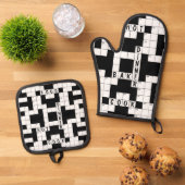 Crossword Puzzle Pattern Ovenwant & Pannenlap Set (Top down)