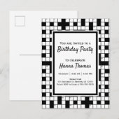 Crossword Puzzle Theme Birthday Invitation Postcar Uitnodiging Briefkaart (Voorkant / Achterkant)