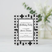 Crossword Puzzle Theme Birthday Invitation Postcar Uitnodiging Briefkaart (Staand voorkant)