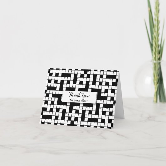 Crossword Puzzle Theme Weddenschap Bedankkaart (Voorkant)
