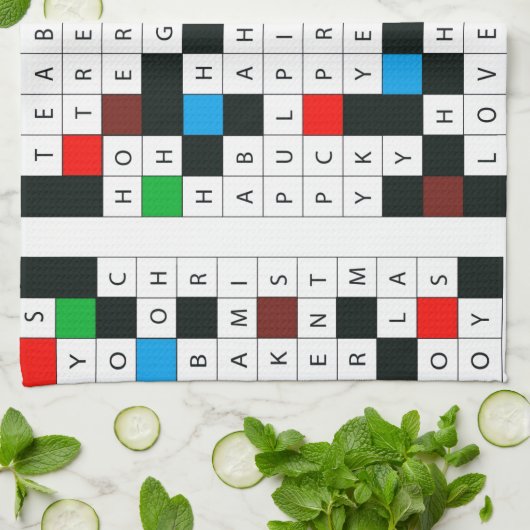 Crossword Puzzle w/Holiday Thema op handdoek (Gevouwen)