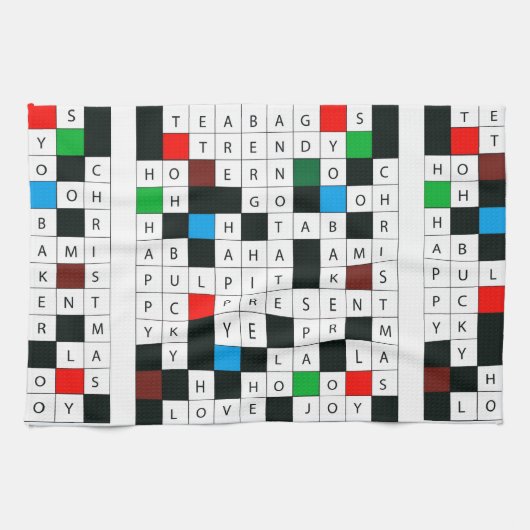 Crossword Puzzle w/Holiday Thema op handdoek (Horizontaal)