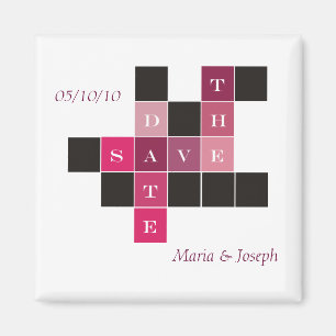 Crossword Puzzle Wedding Save the Date Magneet