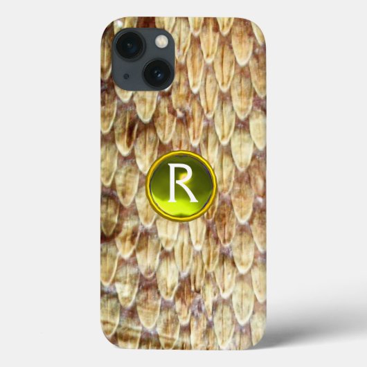 CROTALUS Gedrukte slang Geelbruinmonogram Case-Mate iPhone Case (Achterkant)