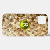 CROTALUS Gedrukte slang Geelbruinmonogram Case-Mate iPhone Case (Achterkant (horizontaal))