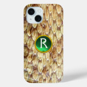 CROTALUS Gedrukte slang Groene Gem Monogram huid Case-Mate iPhone Case (Achterkant)