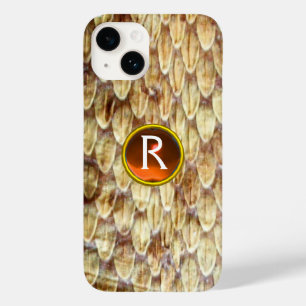 CROTALUS Gedrukte slang Huid Oranje Gem Monogram Case-Mate iPhone 14 Hoesje