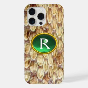 CROTALUS Gedrukte Slangenhuid Groene Edelsteen Mon iPhone 15 Pro Max Case