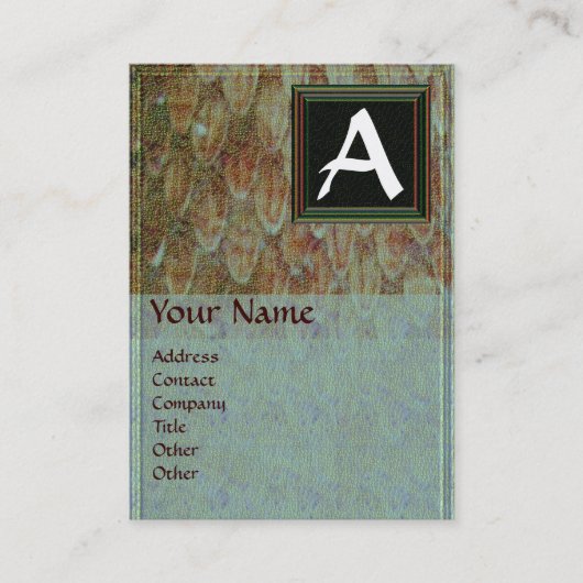 CROTALUS/GRAY BROWN SNAKESKIN SQUARE MONOGRAM VISITEKAARTJE (Voorkant)