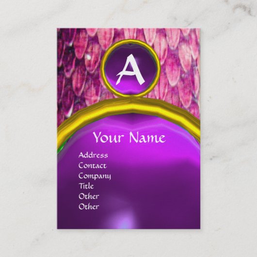 CROTALUS MONOGRAM AMETHYST, heldere, vette, roze p Visitekaartje (Voorkant)