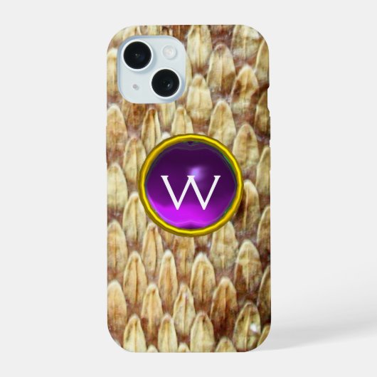 CROTALUS PAARS GEM MONOGRAM iPhone 15 CASE (Achterkant)