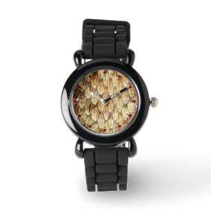 CROTALUS, PRINTED RATTLESNAKE SKIN Cream Brown Wat Horloge