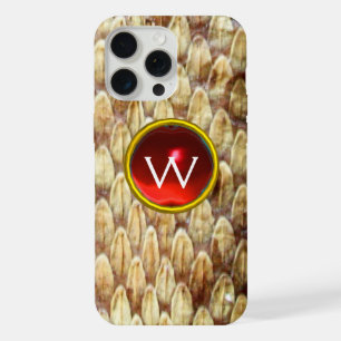 CROTALUS RODE RUBY EDELSTEEN MONOGRAAF iPhone 15 PRO MAX CASE