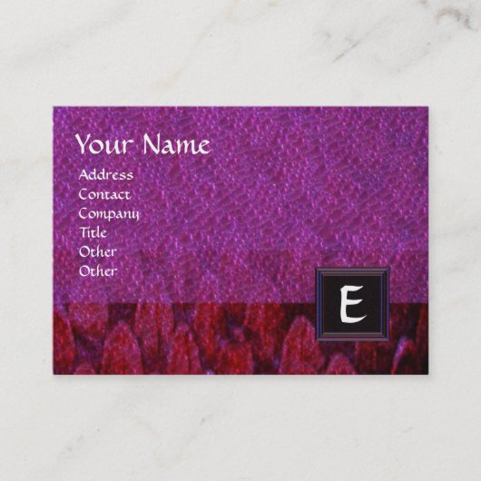 CROTALUS SQUARE MONOGRAM, vet paars zwart rood Visitekaartje (Voorkant)