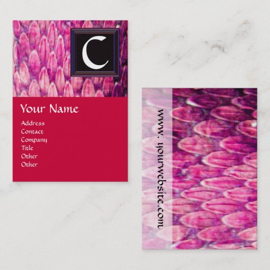 CROTALUS SQUARE MONOGRAM, vet zwart, roze rood Visitekaartje (Voorkant / Achterkant)