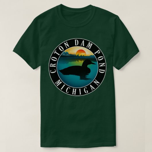 Croton Dam Pond Loon Michigan Sunset T-shirt (Design voorkant)