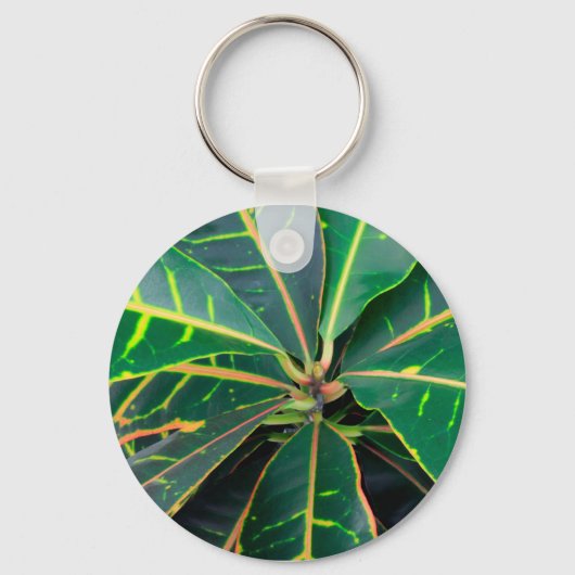 Croton Green Leaves Background Sleutelhanger (Voorkant)