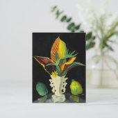 Croton Leaves in een Vase, fijn kunstschilderij Briefkaart (Staand voorkant)