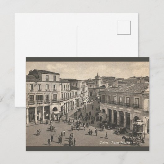 Crotone Italië Briefkaart Piazza Pitagora (Voorkant / Achterkant)
