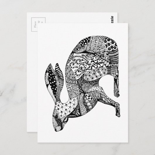 Crouching Hare Briefkaart (Voorkant / Achterkant)