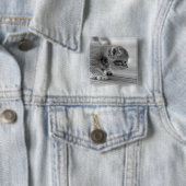 Crouching Kitten Vierkante Button 5,1 Cm (In situ)