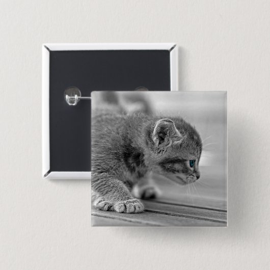 Crouching Kitten Vierkante Button 5,1 Cm (Voorkant /achterkant)