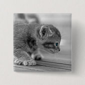 Crouching Kitten Vierkante Button 5,1 Cm (Voorkant)