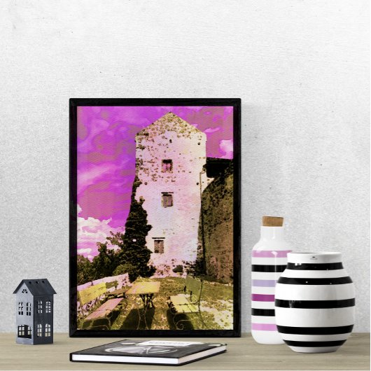 Crouching Under the Pink Sky Surrealistische Water Perfect Poster