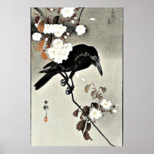 Crow and Cherry Blossom van Ohara Koson Poster